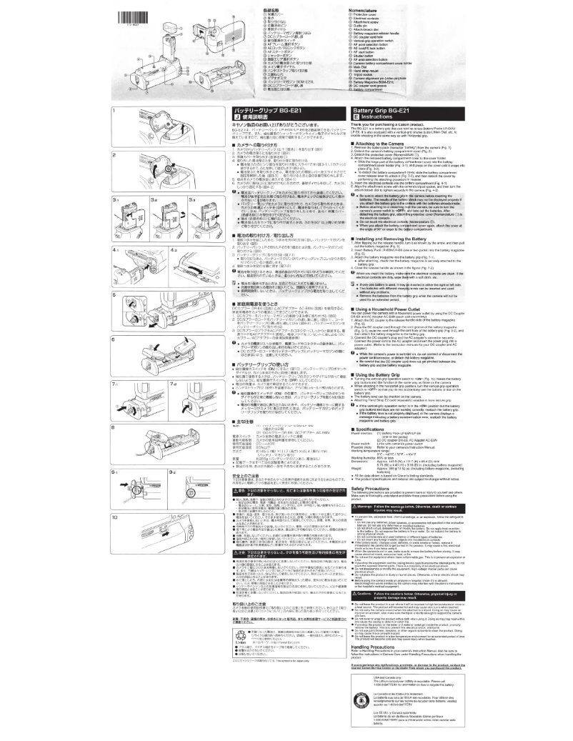First page image of the manual for BG-E21