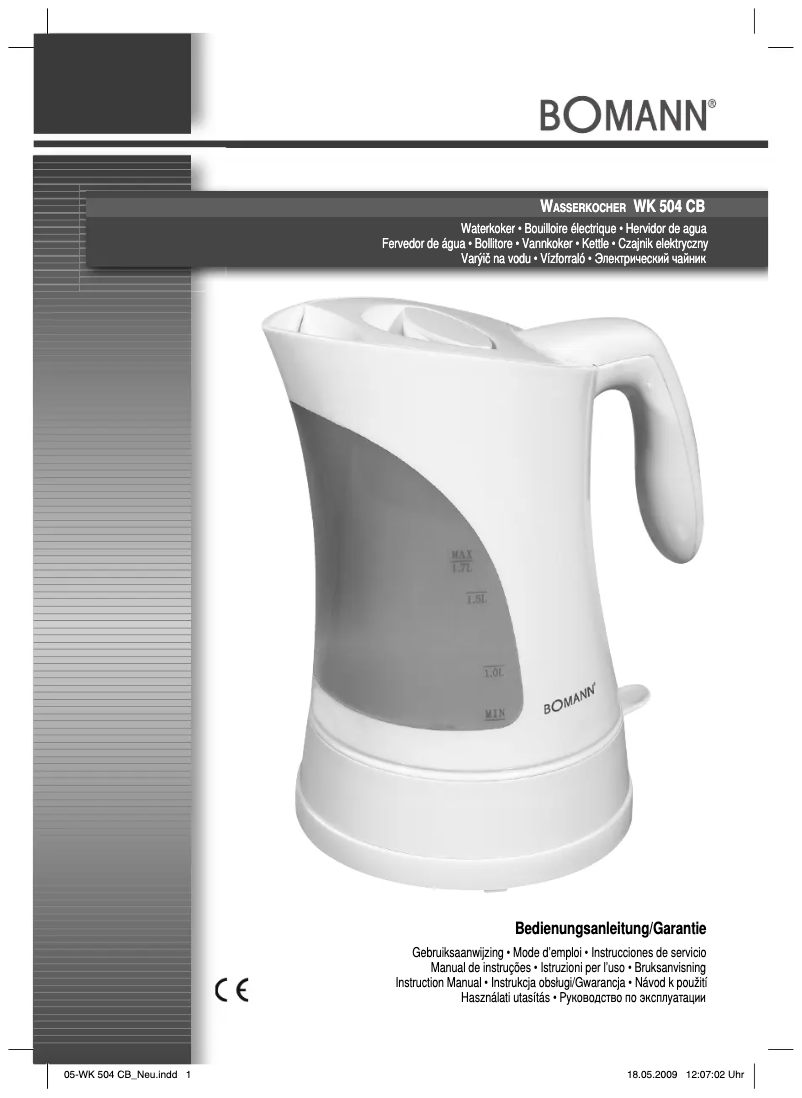 Page 1 of the manual User Manual Bomann WK 504 CB
