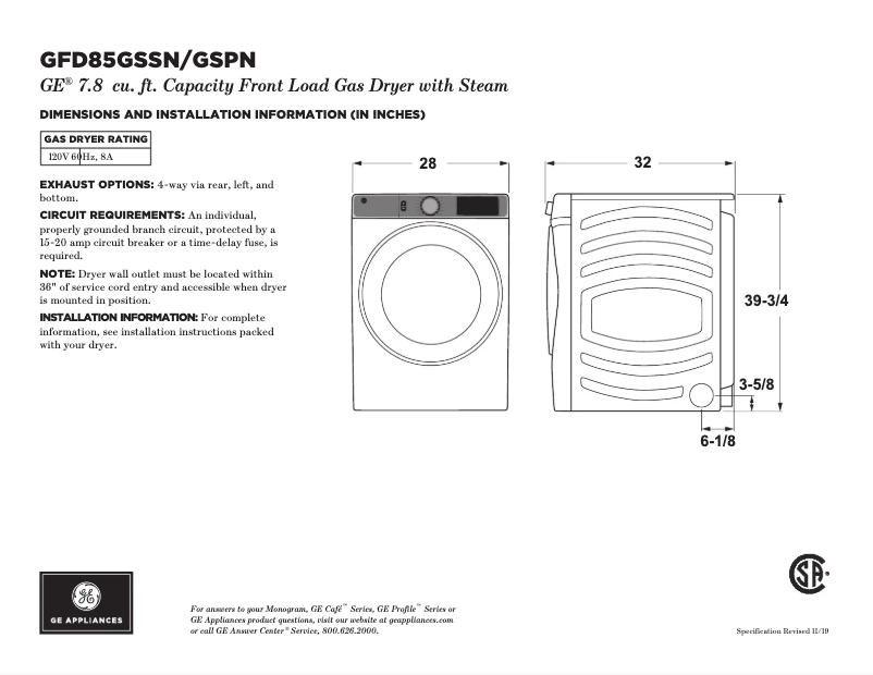 Page 1 of the manual Instructions / Assembly GE GFD85GSPNDG