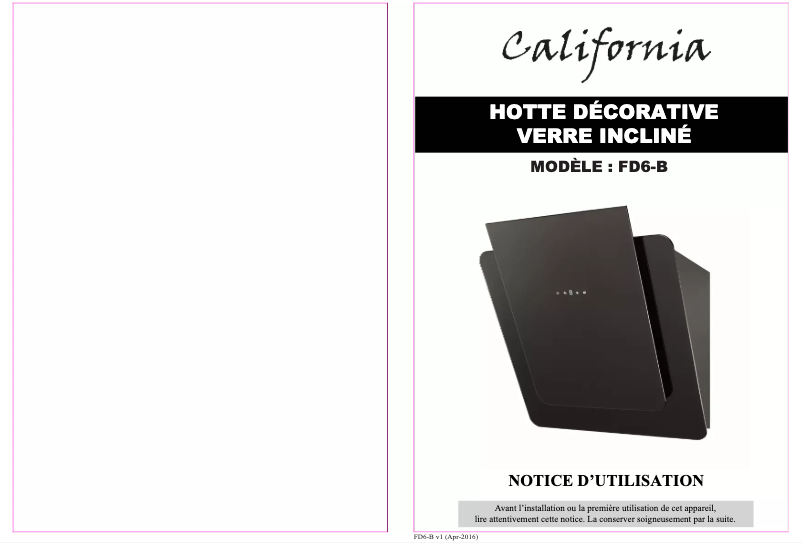 First page image of the manual for FD6-B