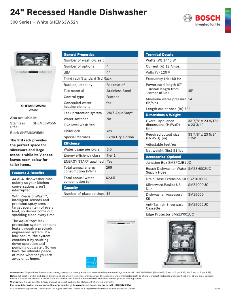 First page image of the manual for SHEM63W52N