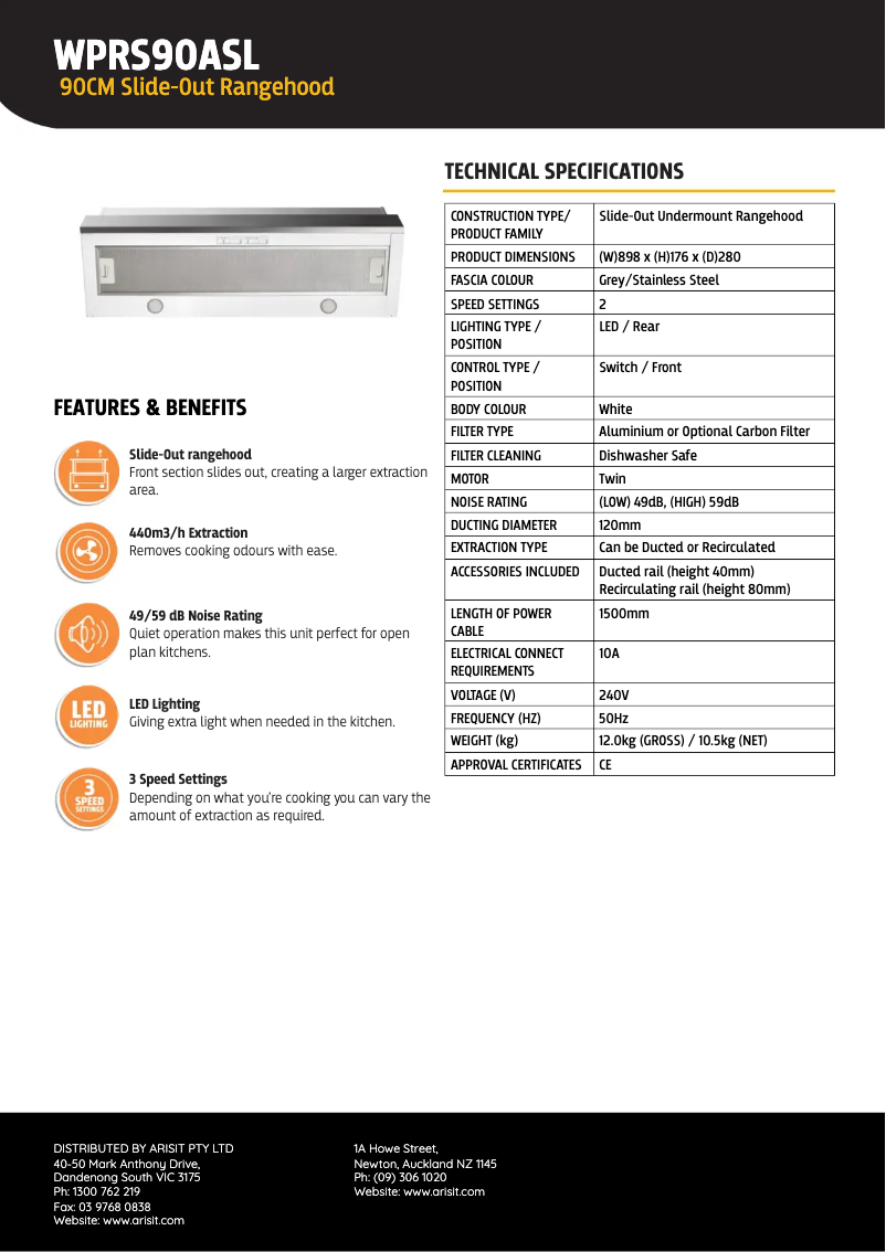 First page image of the manual for WPRS60ASL