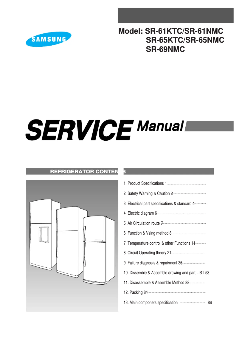 Page 1 of the manual User Manual Samsung SR-61KTC