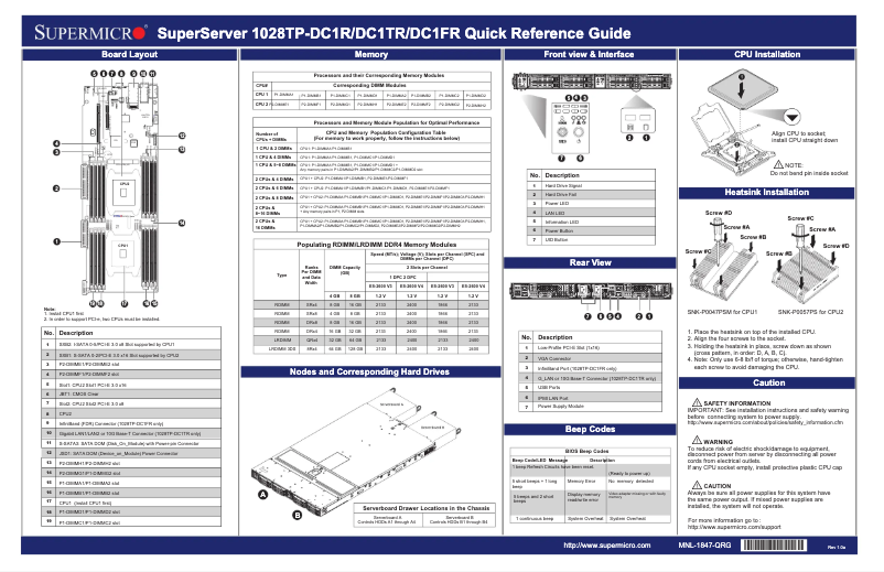 Page 1 of the manual Quick Start Guide Supermicro SuperServer 1028TP-DC1TR