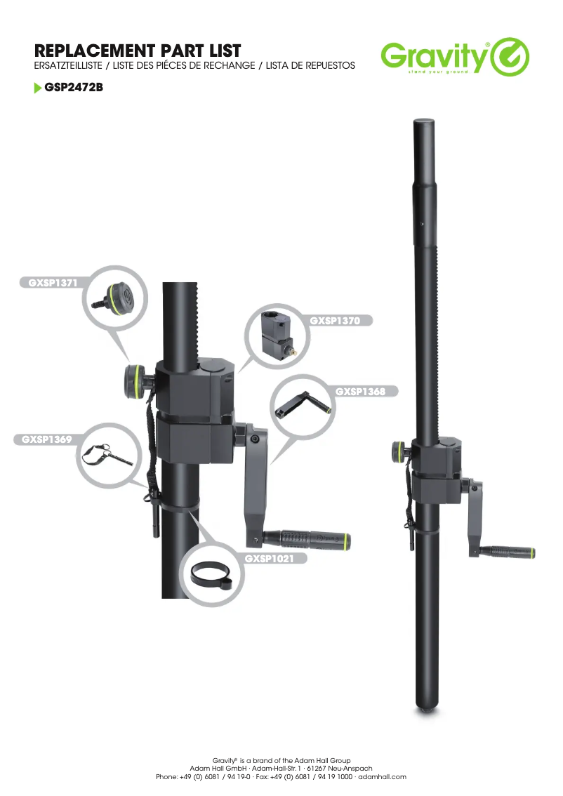 Page 1 of the manual Technical Sheet Gravity SP 2472 B