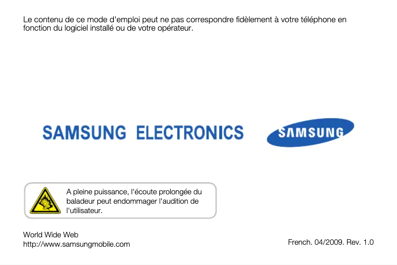 Page 1 of the manual User Manual Samsung C6625