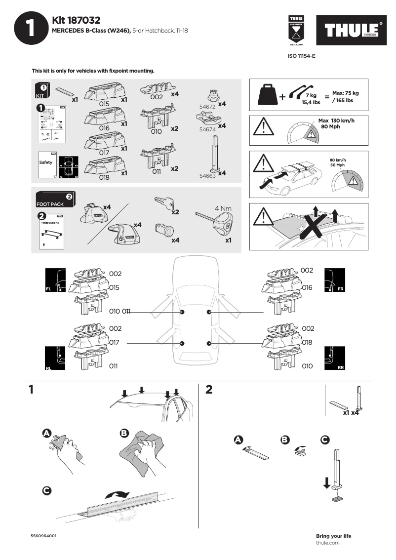 Page 1 of the manual User Manual Thule Kit 187032