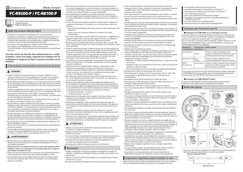 Page 1 of the manual User Manual Shimano FC-R8100-P