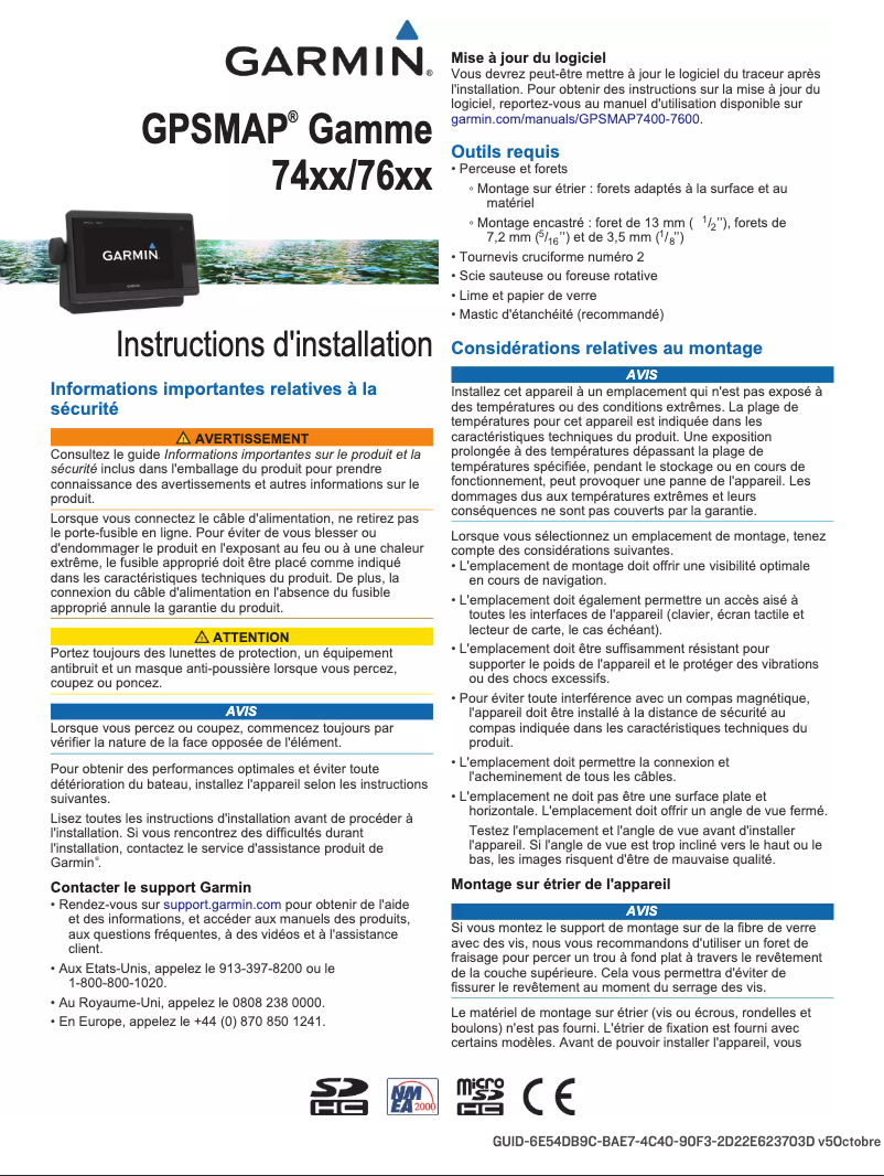 Page 1 of the manual Installation Guide Garmin GPSMAP 7416xsv