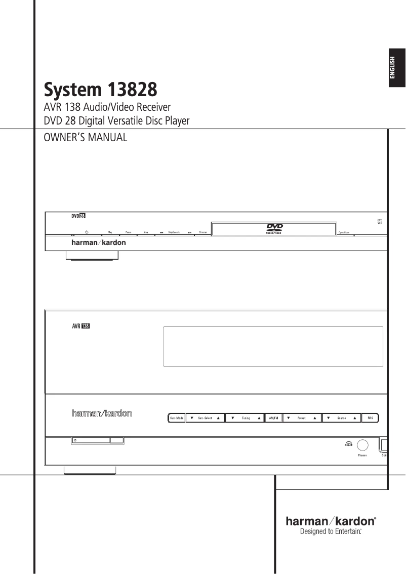 Page 1 of the manual User Manual Harman Kardon AVR 138