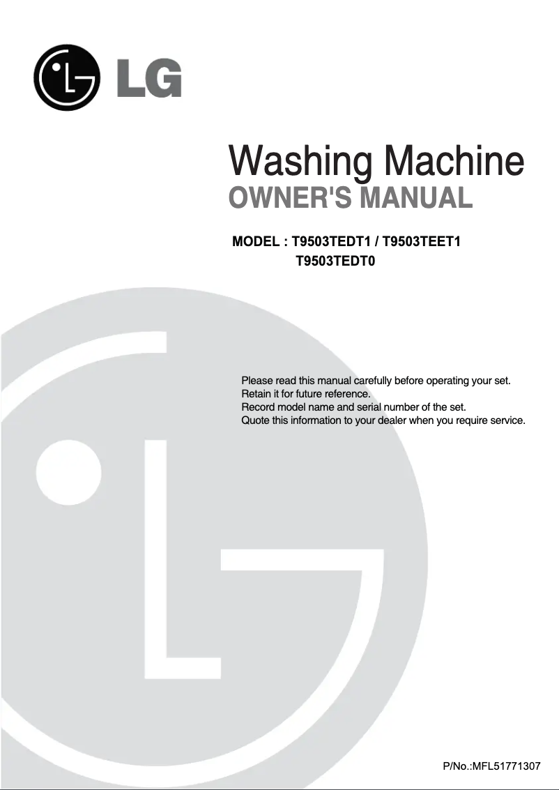 First page image of the manual for T9503TEDT1