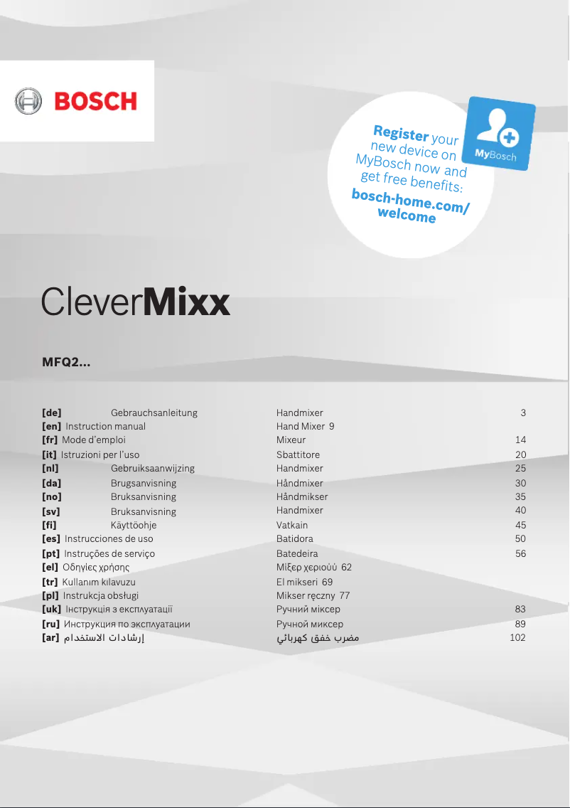Page 1 of the manual User Manual Bosch CleverMixx MFQ2600G