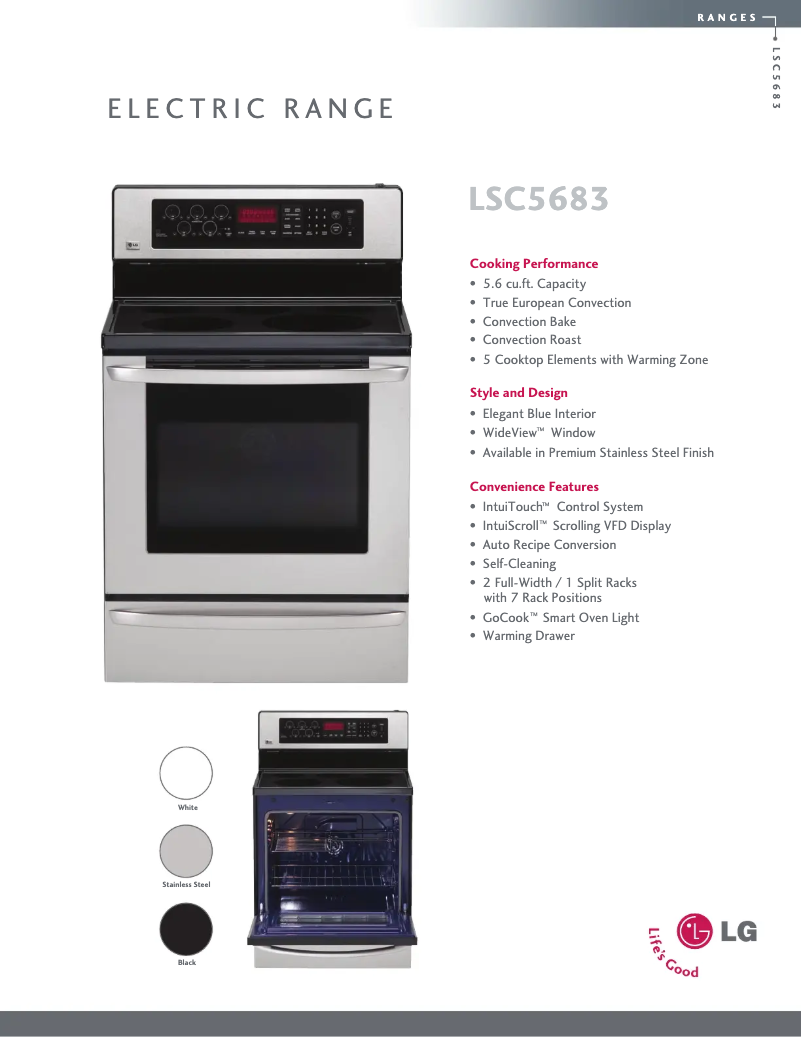 First page image of the manual for LSC5683WB