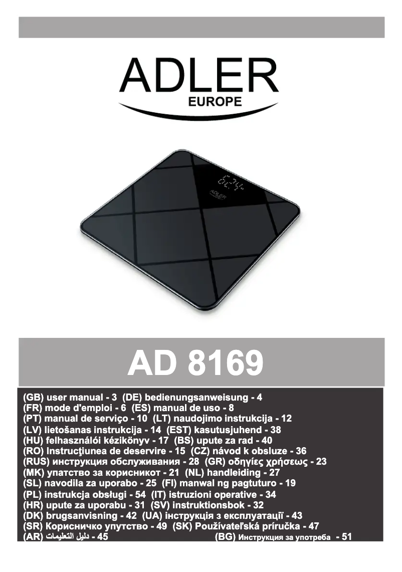 Page 1 of the manual User Manual Adler AD 8169