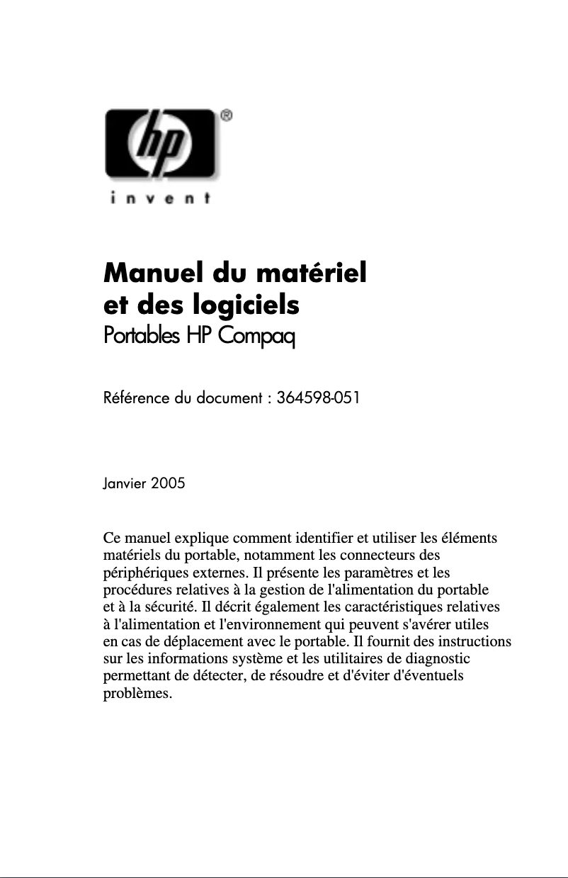 Page 1 of the manual User Manual HP Compaq NC6230