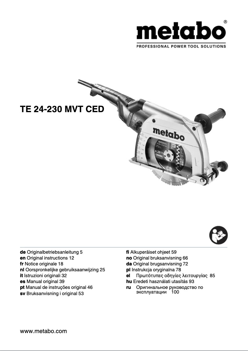 Page 1 of the manual User Manual Metabo TE 24-230 MVT CED
