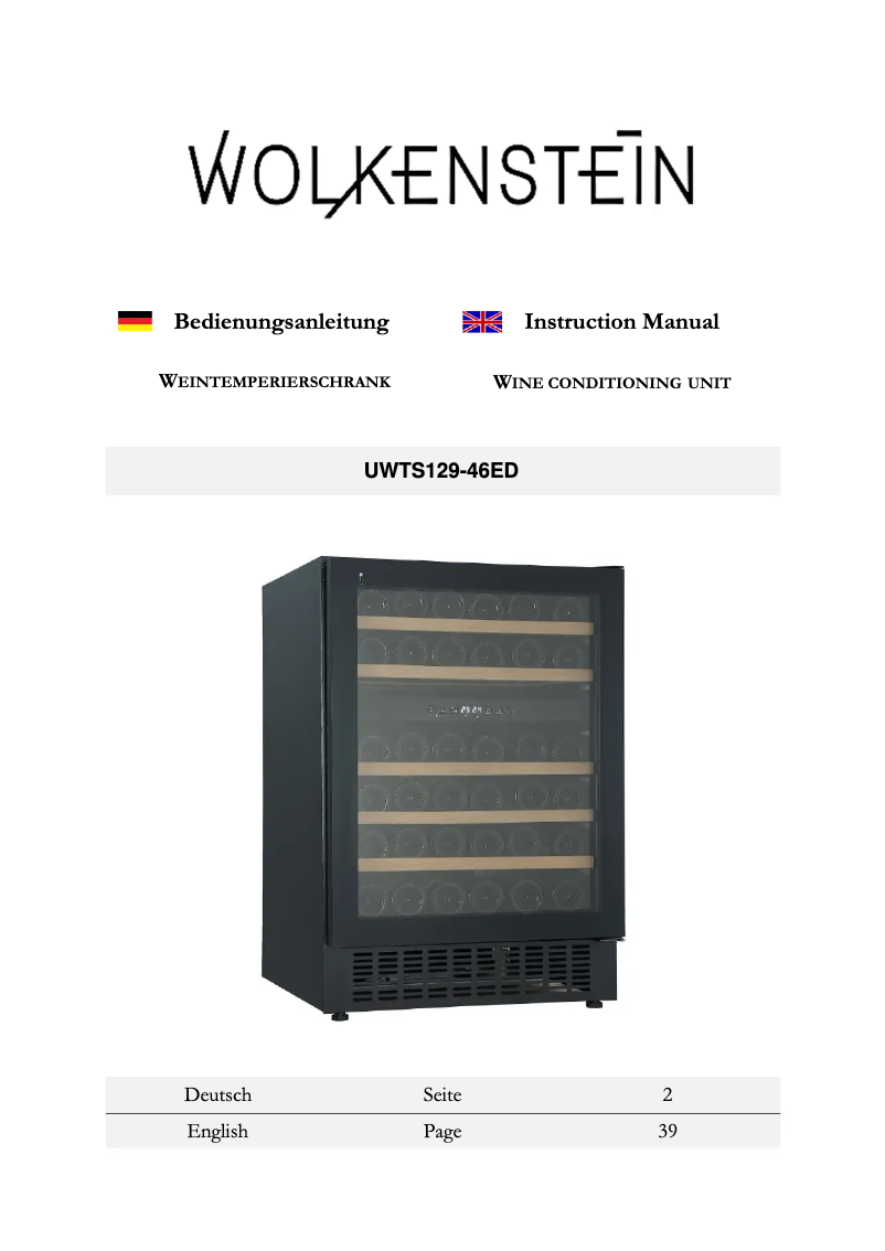 First page image of the manual for UWTS129-46ED