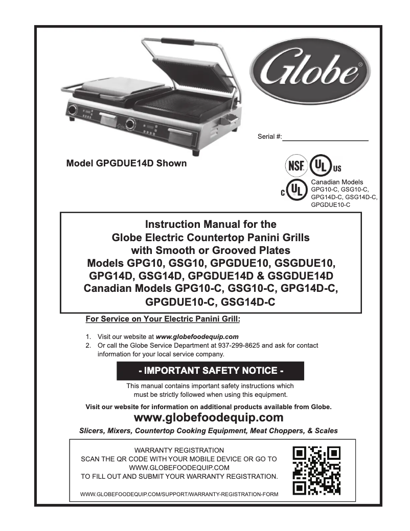 Page 1 of the manual User Manual Globe GSG14D