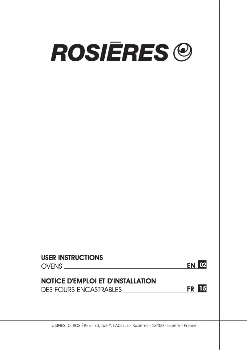 Page 1 of the manual Instruction Manual Rosieres RFS 6571 IN