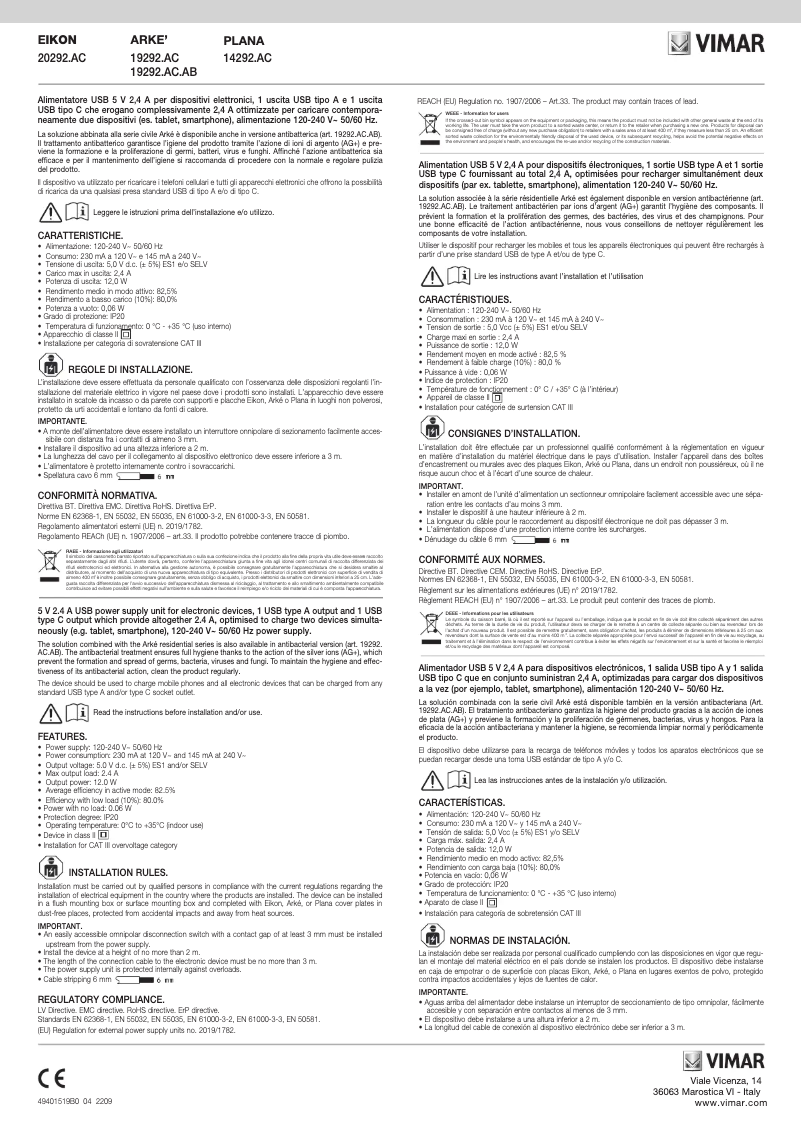 First page image of the manual for 14292.AC.SL