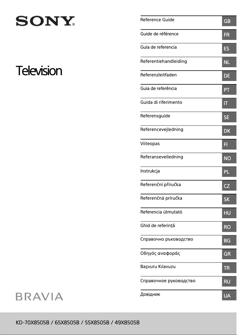 First page image of the manual for Bravia KD-55X8505B