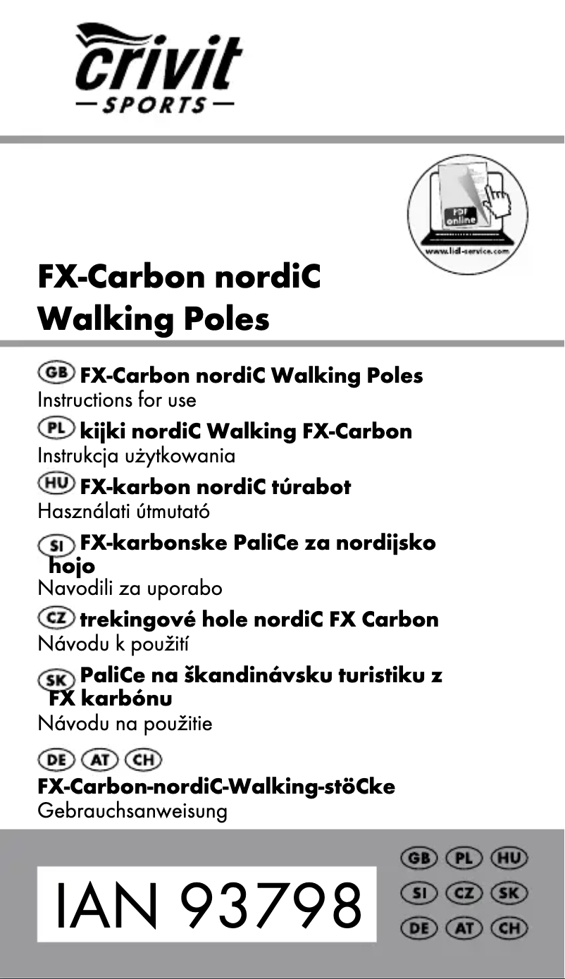 First page image of the manual for IAN 93798