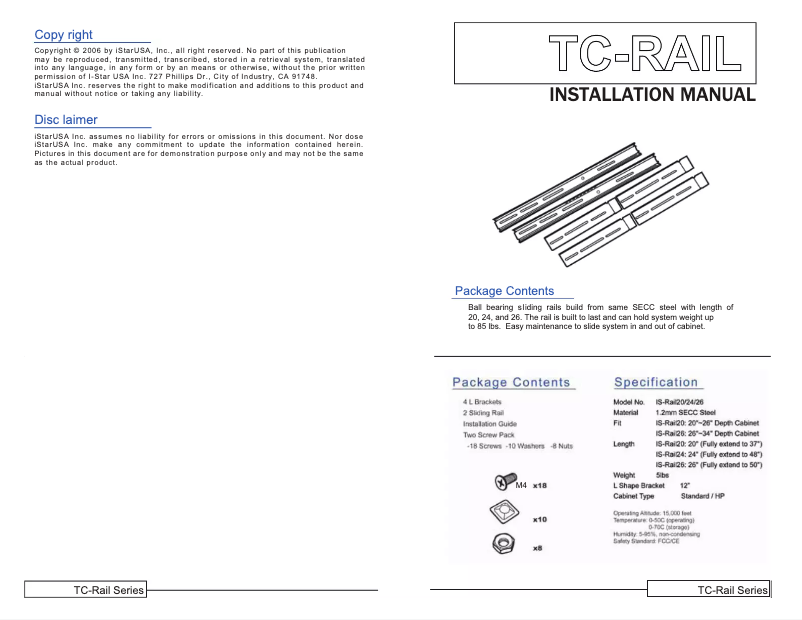 Page 1 of the manual User Manual iStarUSA TC-RAIL-26