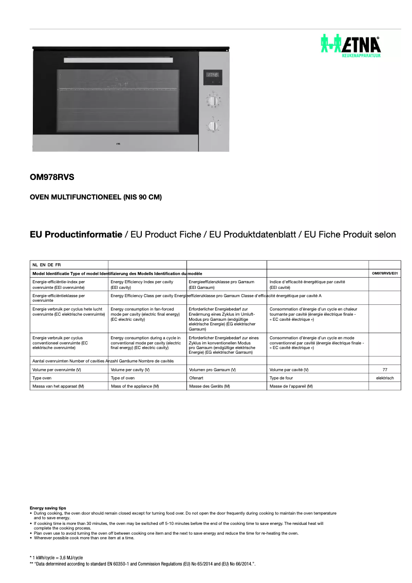 First page image of the manual for OM978RVS