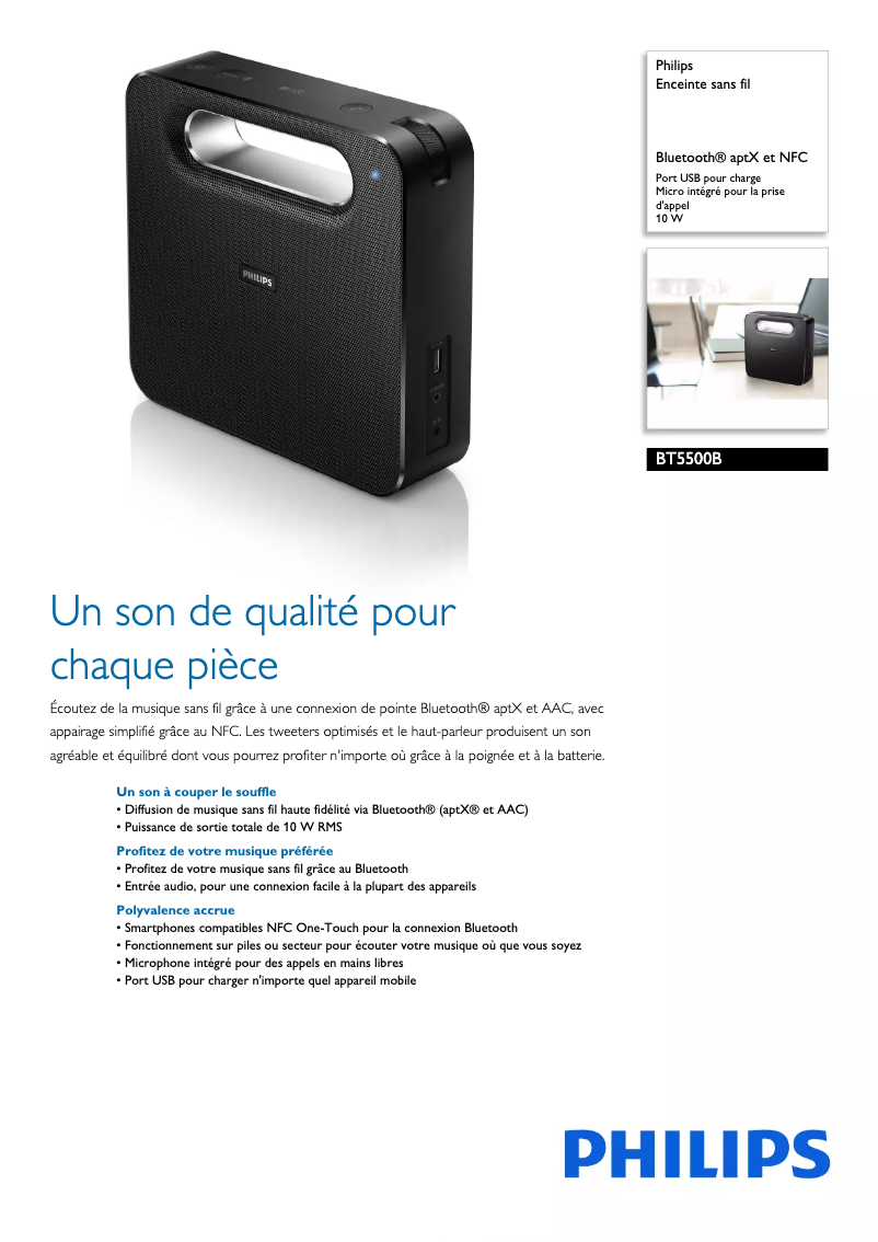 Image de la première page du manuel de l'appareil BT5500