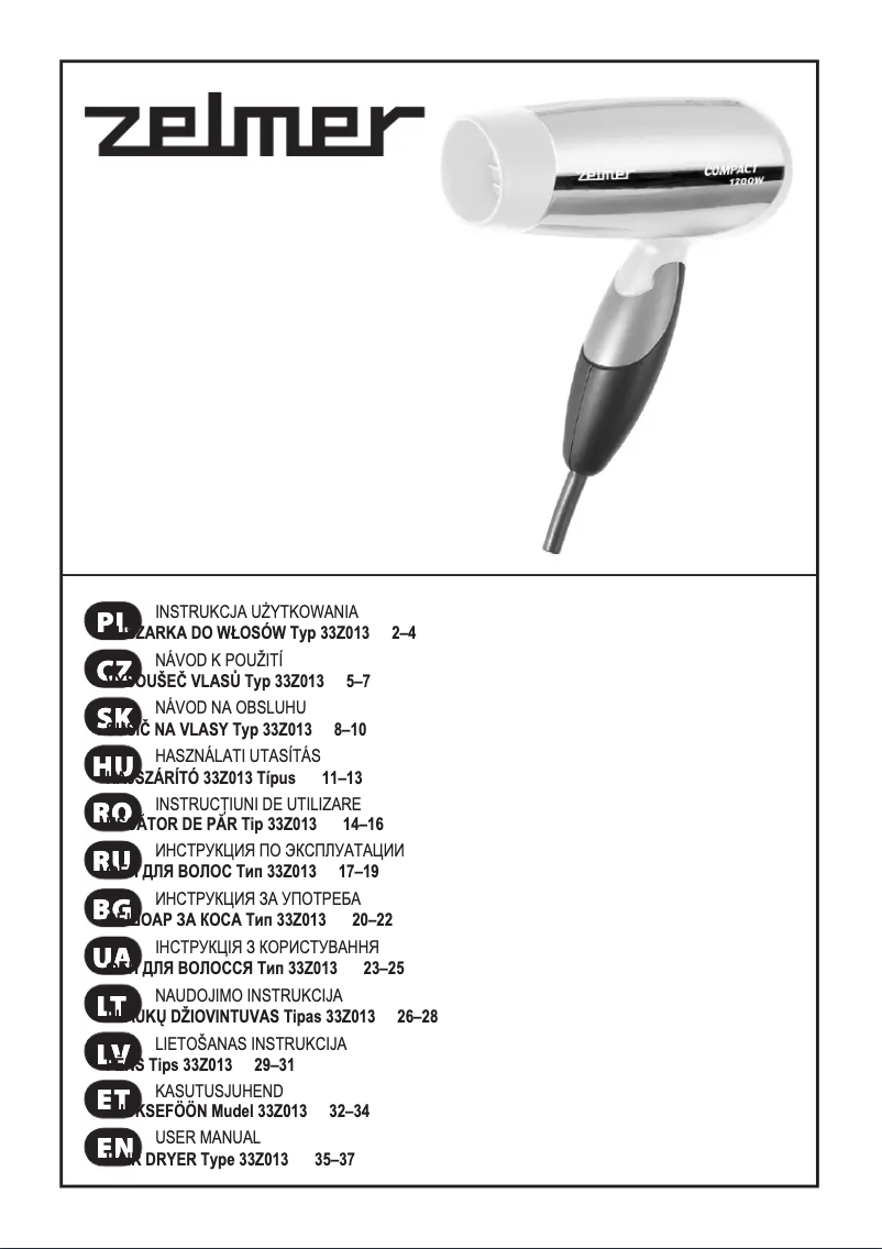 Image de la première page du manuel de l'appareil 33Z013
