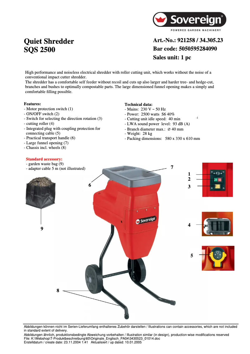 First page image of the manual for SQS 2500