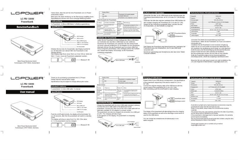 First page image of the manual for LC-PB-13000