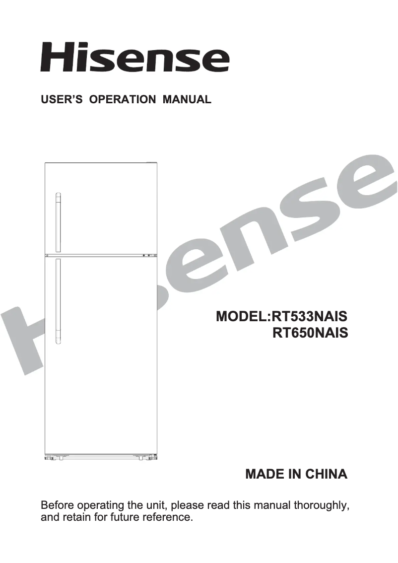 Page 1 of the manual User Manual Hisense RT650NAIS