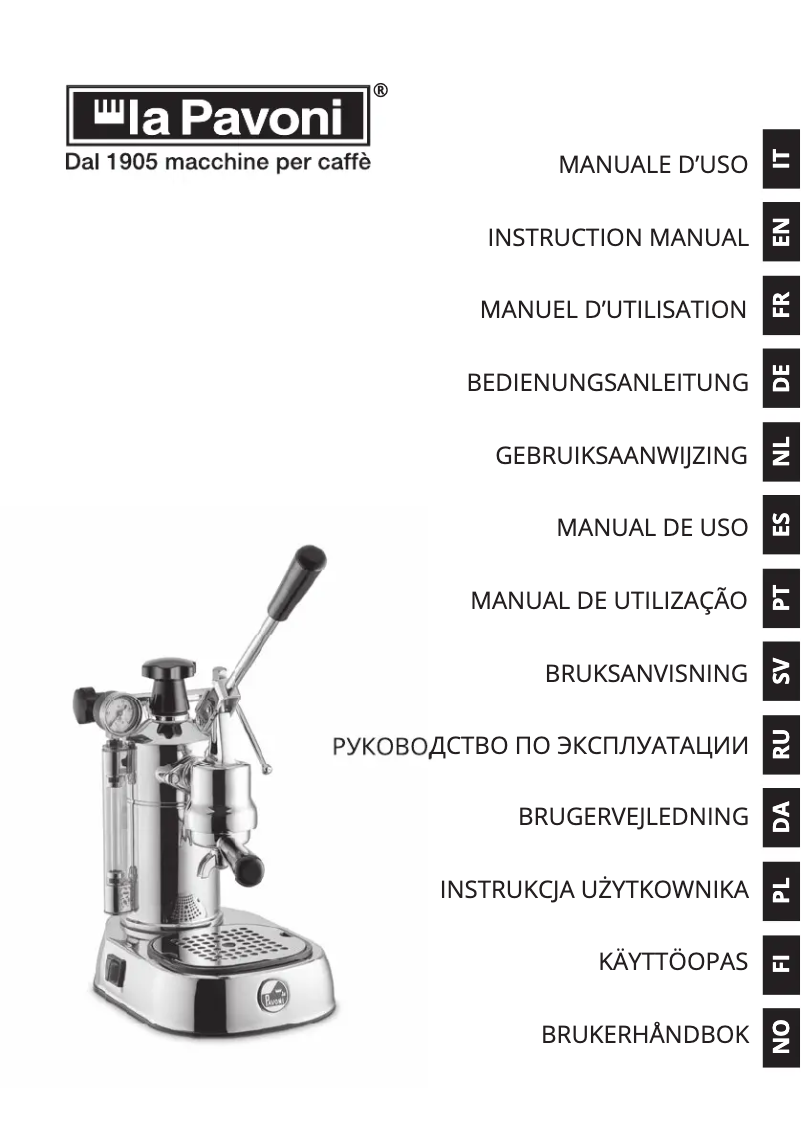 Page 1 of the manual User Manual la Pavoni Europicola Lusso