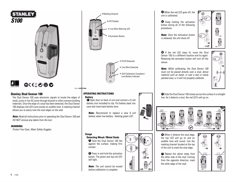 Page 1 of the manual User Manual Stanley S100