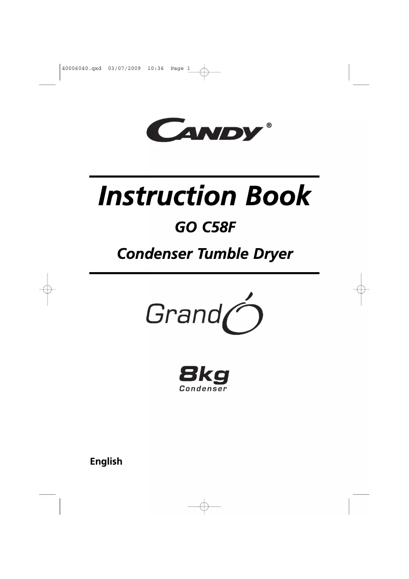 First page image of the manual for GO C58F