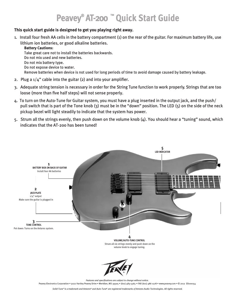 Page 1 de la notice Manuel utilisateur Peavey AT-200
