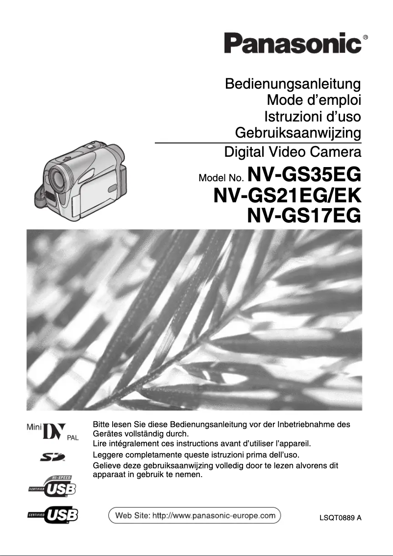 First page image of the manual for NV-GS35