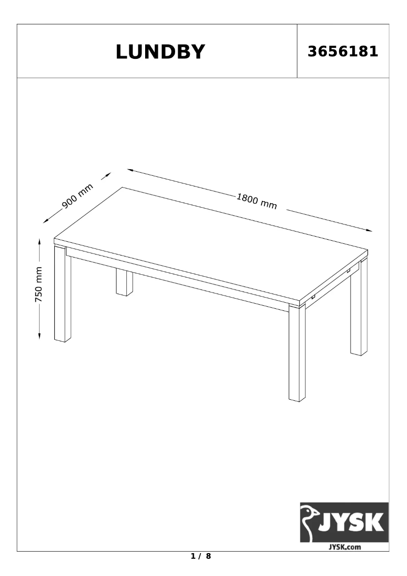 First page image of the manual for Lundby (90x180x75)