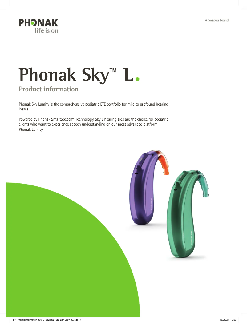 First page image of the manual for Sky L-PR