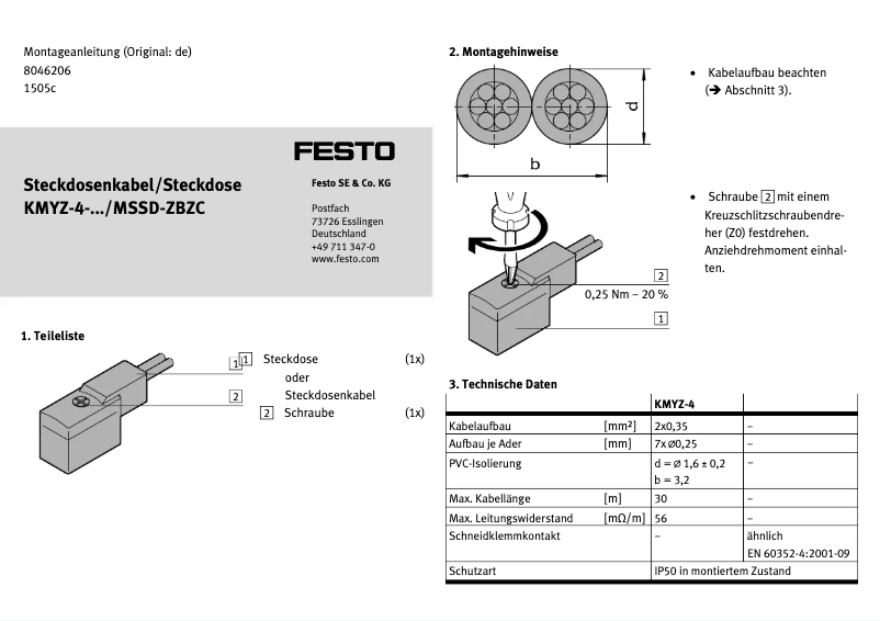 Page 1 of the manual User Manual Festo MSSD-ZBZC