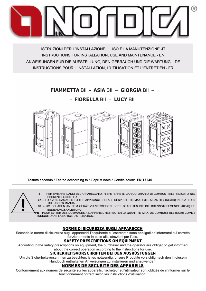 Page 1 of the manual User Manual La Nordica Fiammetta