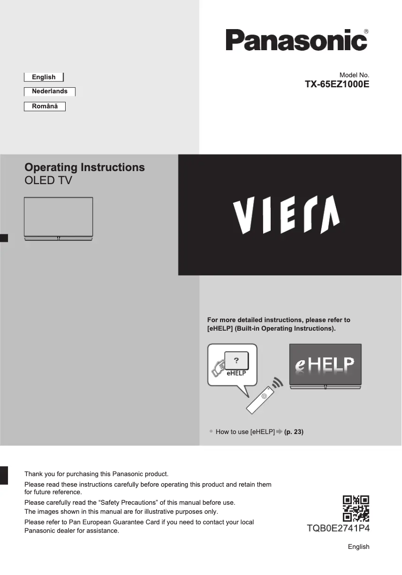 First page image of the manual for Viera TX-65EZ1000E
