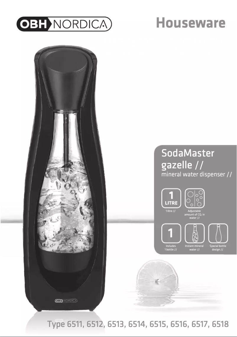 Page 1 of the manual User Manual OBH Nordica SodaMaster Gazelle 6513