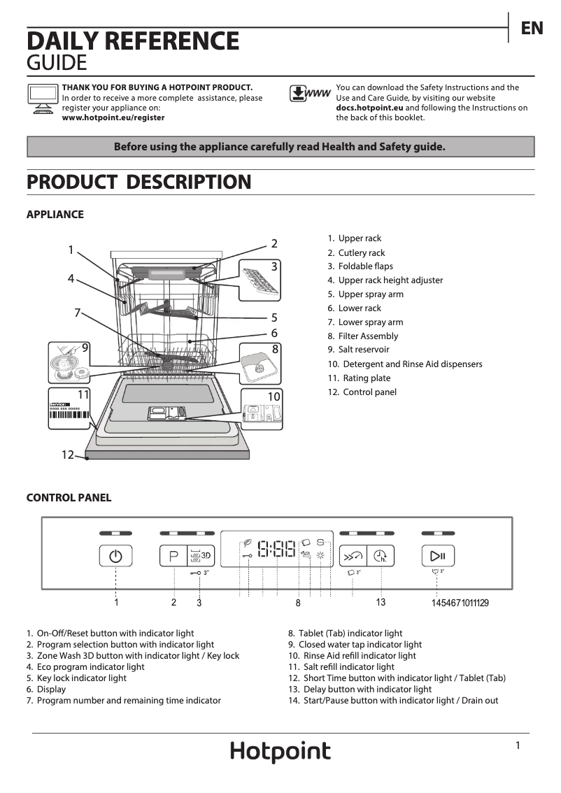 Page 1 of the manual User Manual Hotpoint HFO 3C23 WF UK