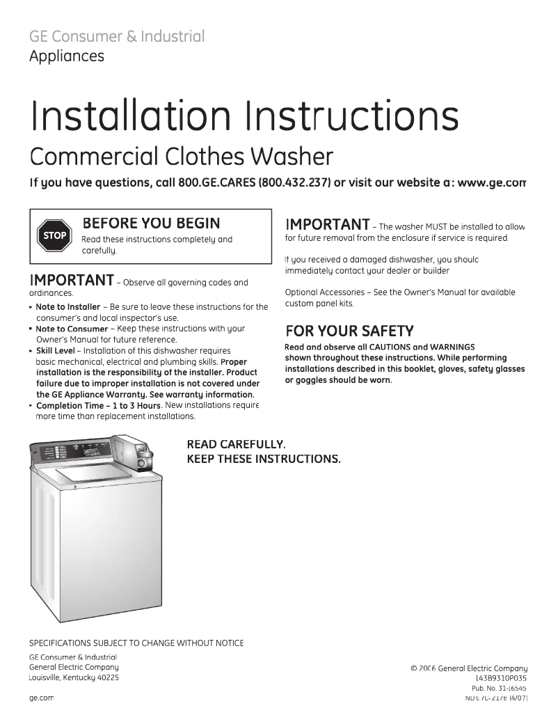 First page image of the manual for WNRD2050GWC