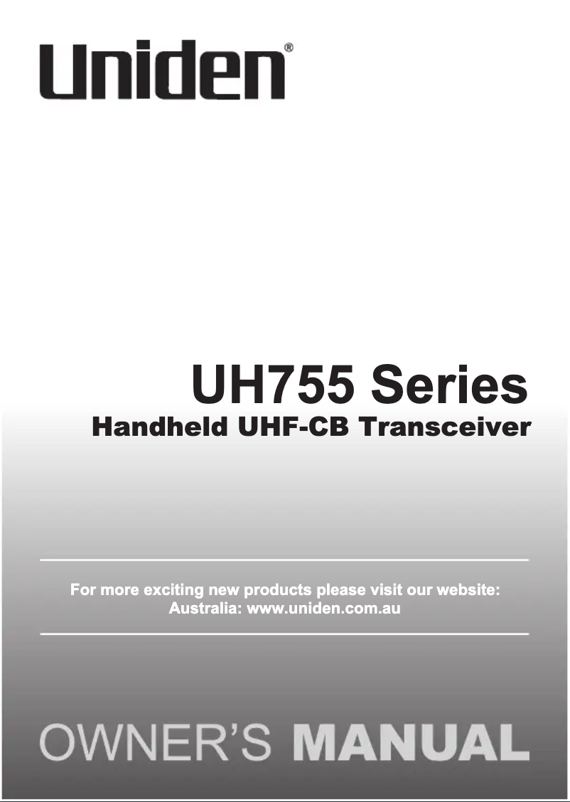 First page image of the manual for UH755-Y