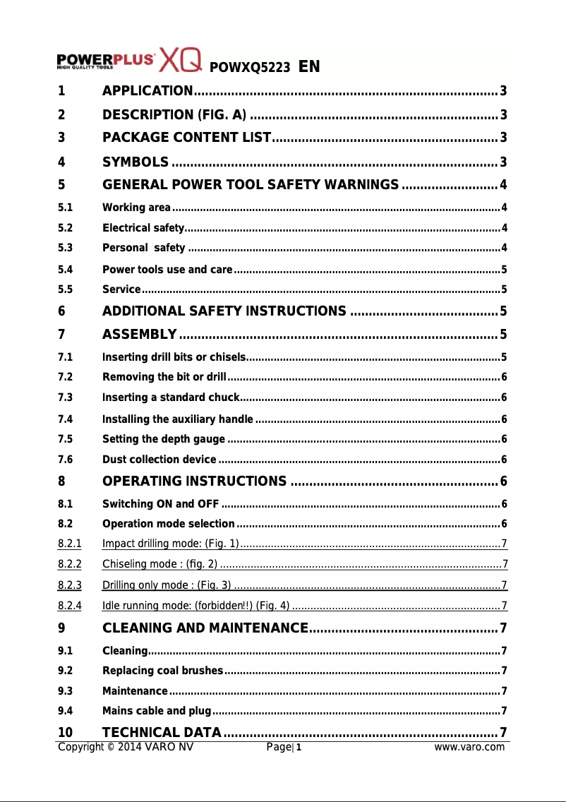 Page 1 of the manual User Manual PowerPlus POWXQ5223