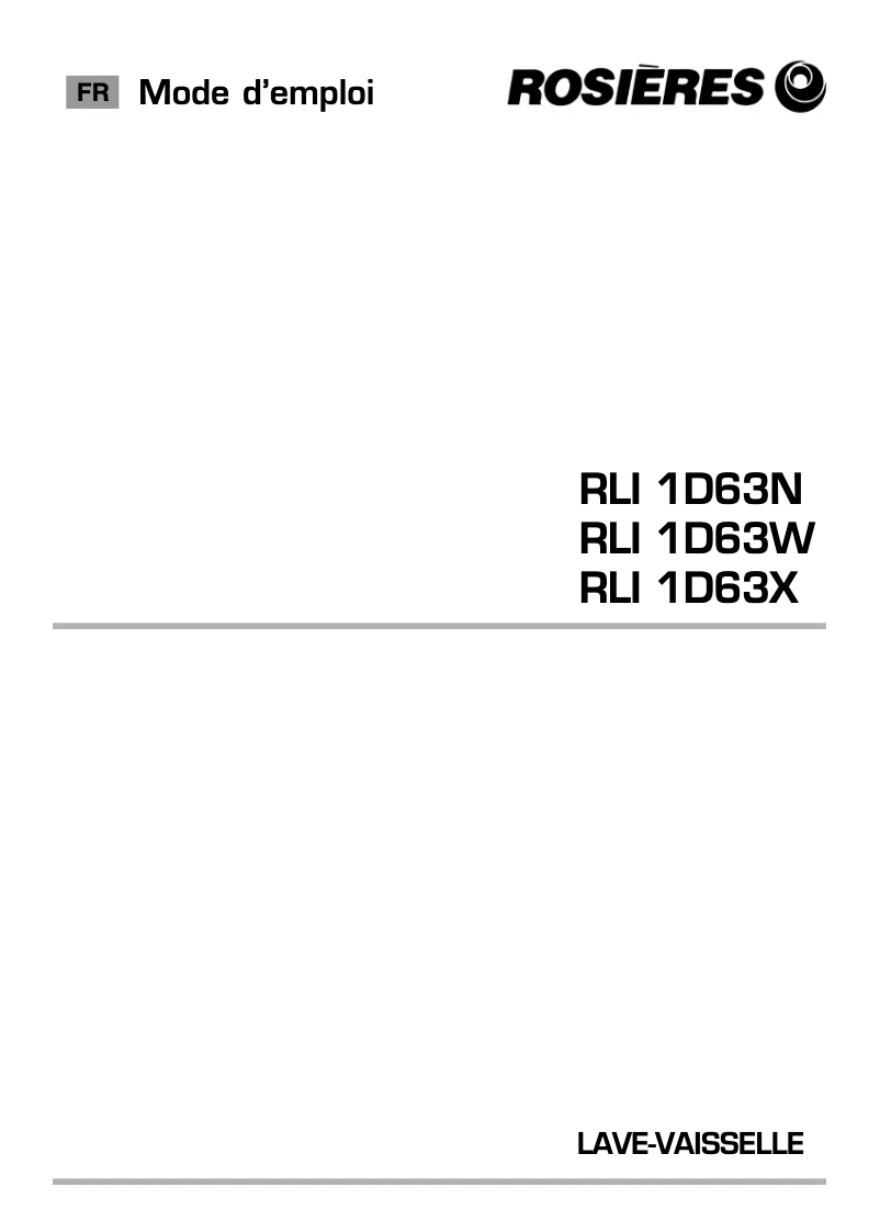 First page image of the manual for RLI 1D63B