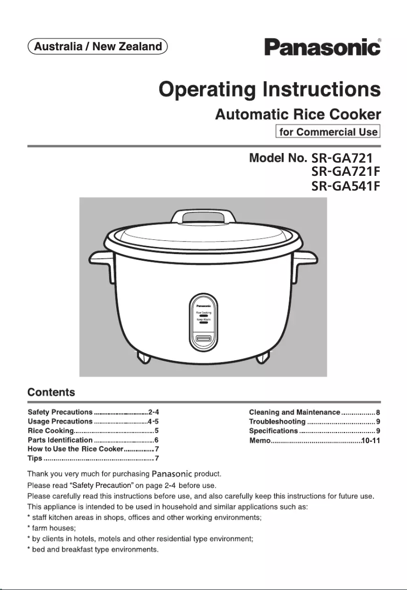 First page image of the manual for SR-GA541F